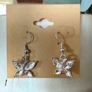 New boutique dangle butterfly earrings CZ rhinestone